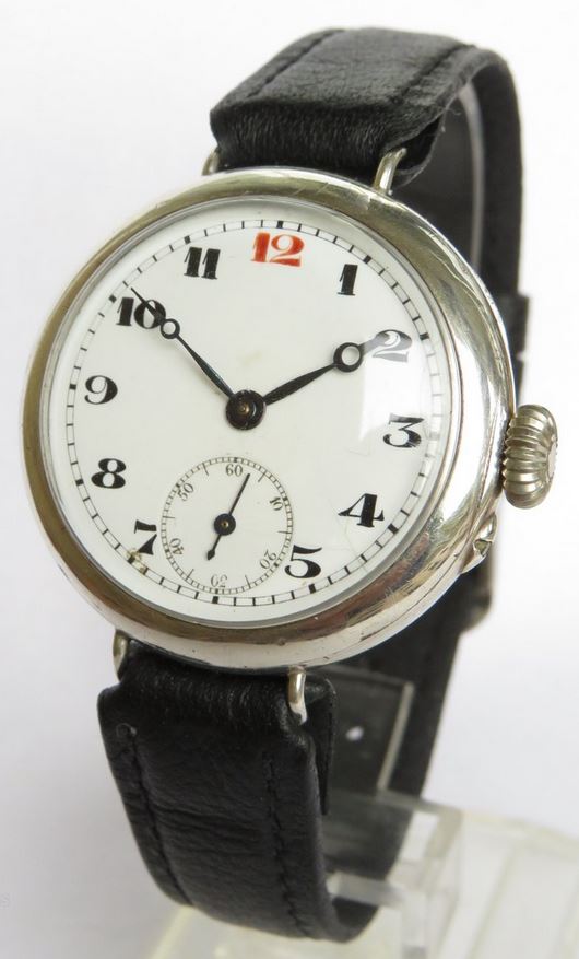 Fonetainemelon silver trench watch, 1914.