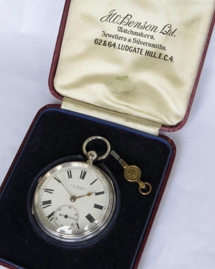 JW Benson pocket watch in original box.