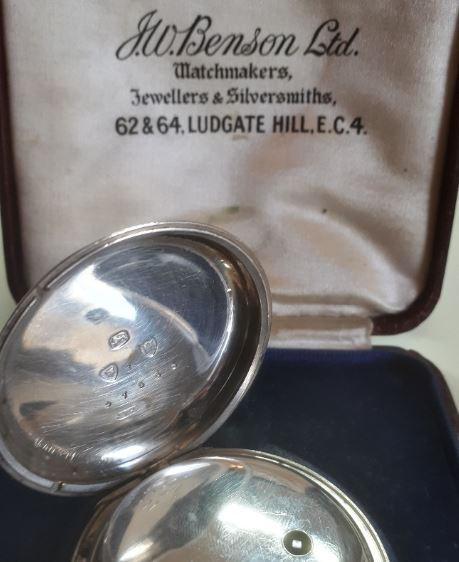 J.W Benson pocket watch in the original presentation box.