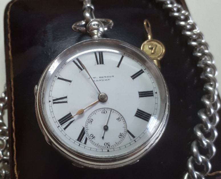 J W Benson silver pocket watch.