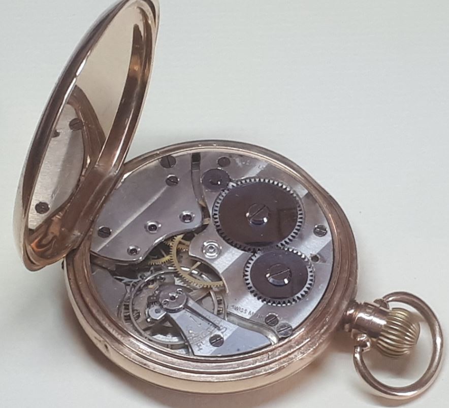 Link to Sir John Bennett open-faced pocket watch in rose gold, 1920.