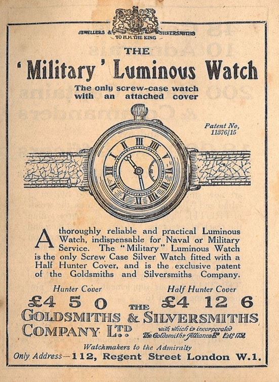 Goldsmiths & Silversmiths Company Ltd, advertisement for a Luminous Military Watch.
