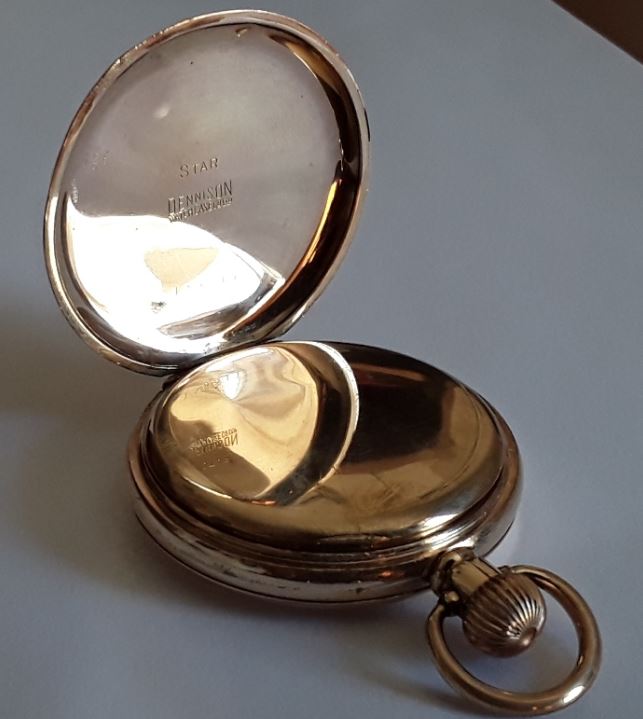 Rolled gold pocket watch case.