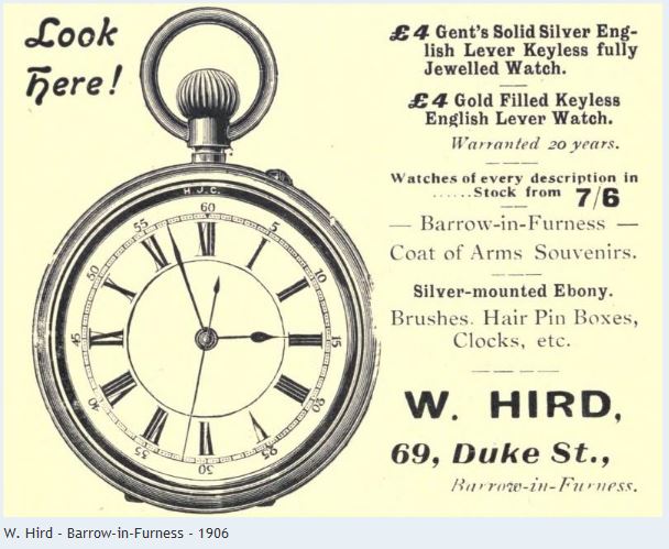 Adveritisment for an antique silver Lancashire Watch Company pocket watch.