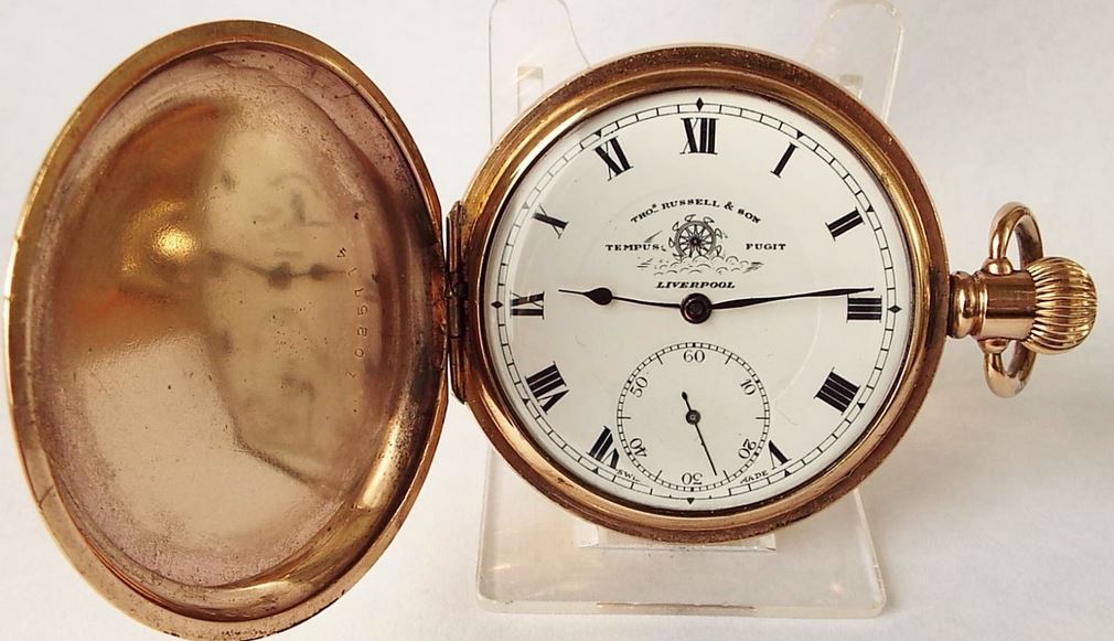 Thomas Russell “Time O Day” Full Hunter Pocket Watch.