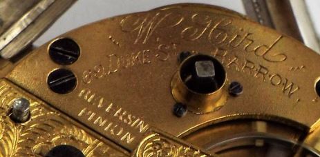 Image of a reversing pinion pocket watch. Link to a LWC pocket watch.