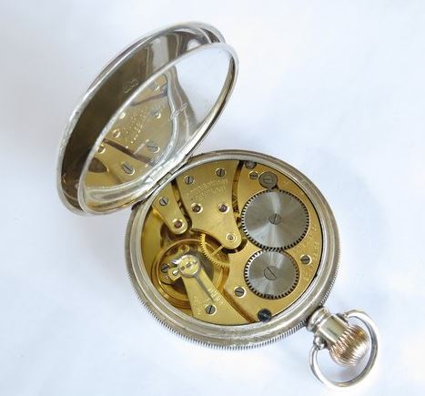Silver Revue pocket watch for J W Benson, 1912, open case backs.