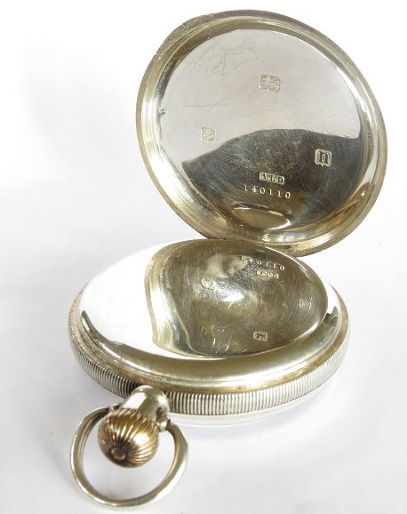  Silver Revue pocket watch for J W Benson, 1912, case.