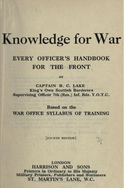 Knowledge for war, every officer's handbook for the front. Trench watch advertisements.