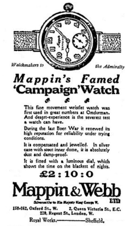 Mappin Campaign watch advertisement, 1915.